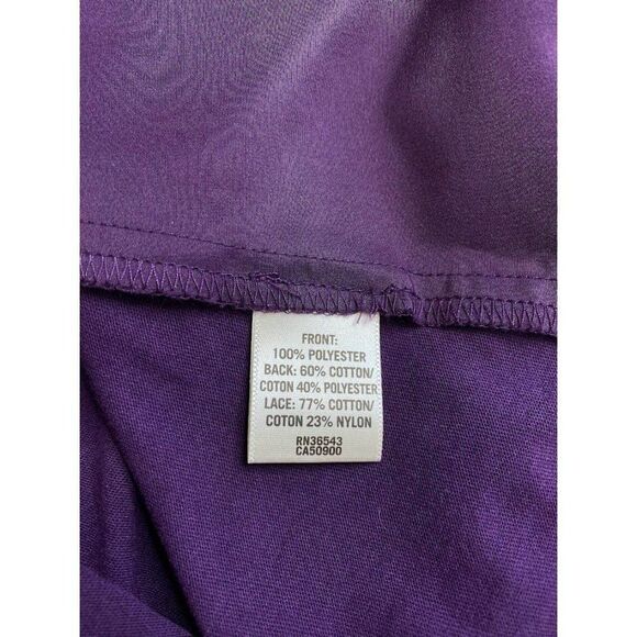 Womens Van Heusen Purple Grape‎ Dolman Sleeve Lace Back Mixed Media Top sz Small - Picture 6 of 7